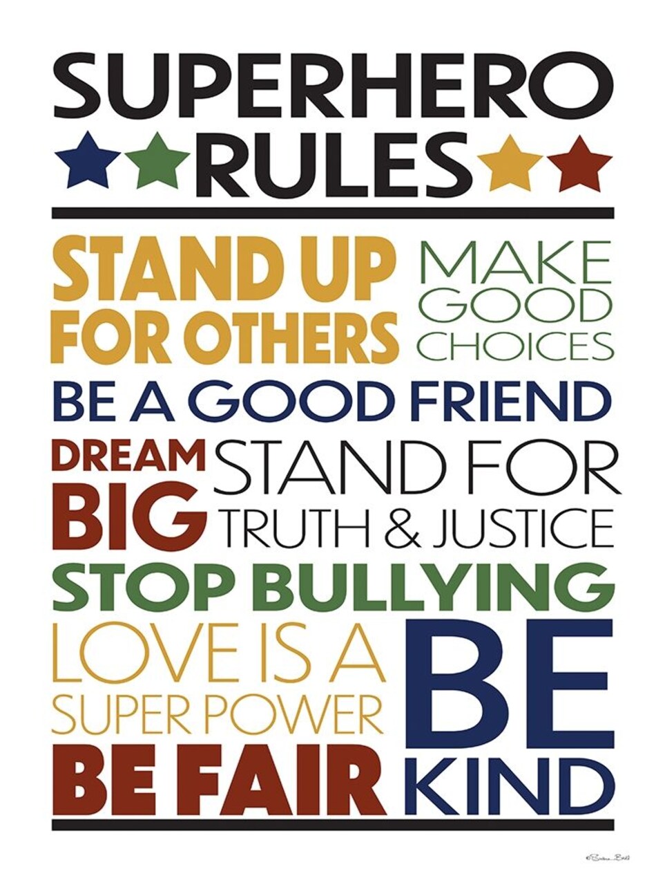 Superhero Rules Poster Print by Susan Ball # SB771